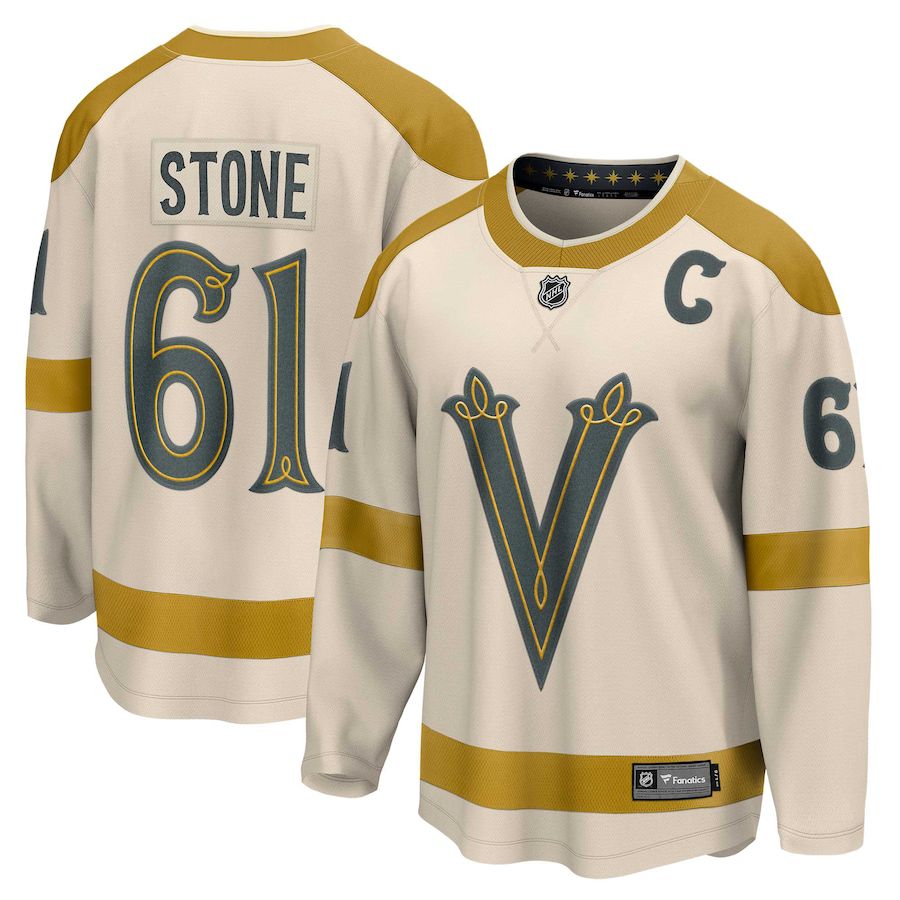 Men Vegas Golden Knights 61 Mark Stone Fanatics Branded Cream 2024 NHL Winter Classic Breakaway Player Jersey